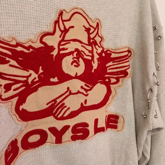 BOYS LIE O/S "STITCH ME UP" THERMAL BOYFRIEND LONGSLEEVE - Picture 2 of 6